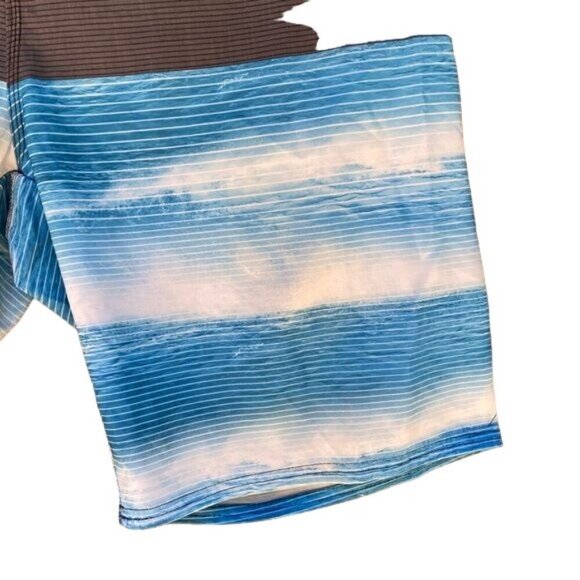 Hang Ten Board Blue Water White Grey Swim Trunks Shorts Size 38 - Picture 6 of 15